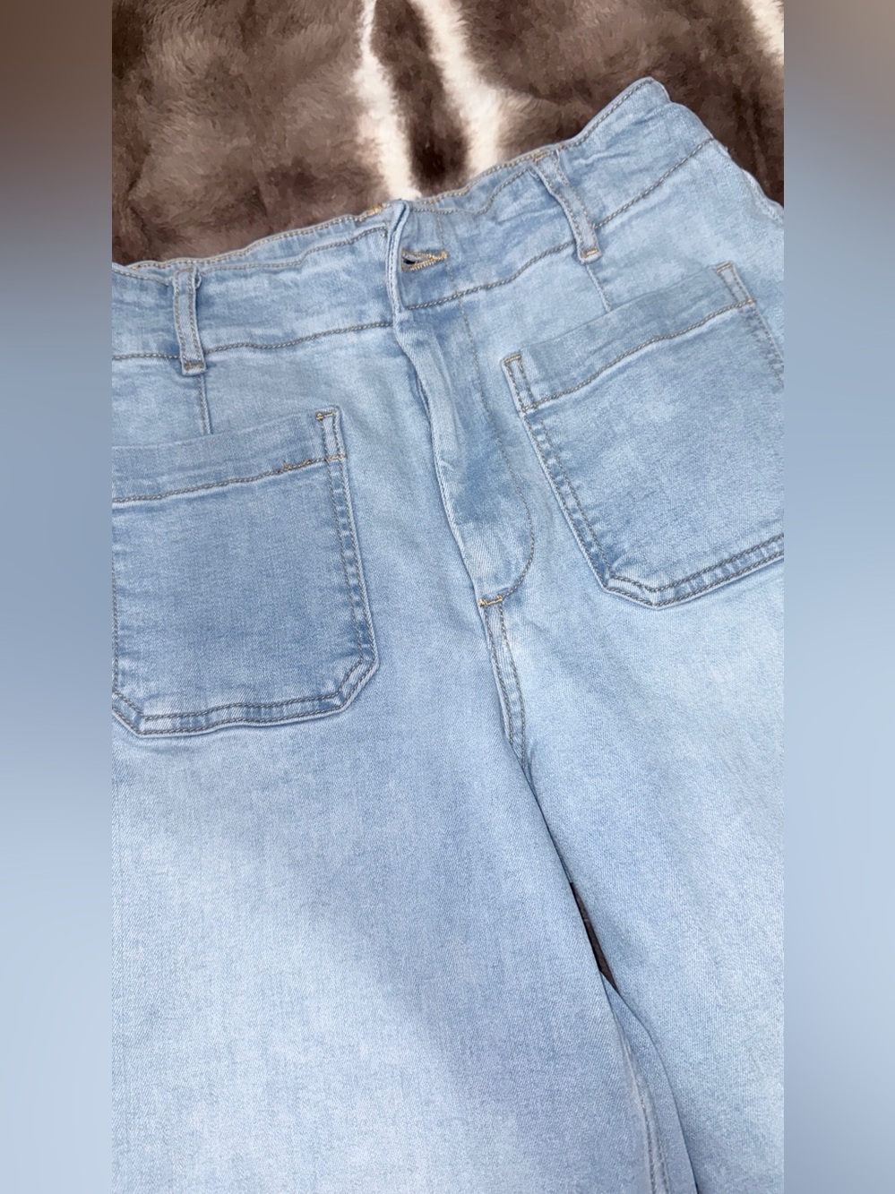bagatelle Light Blue Denim Jeans with Front Zip Detail